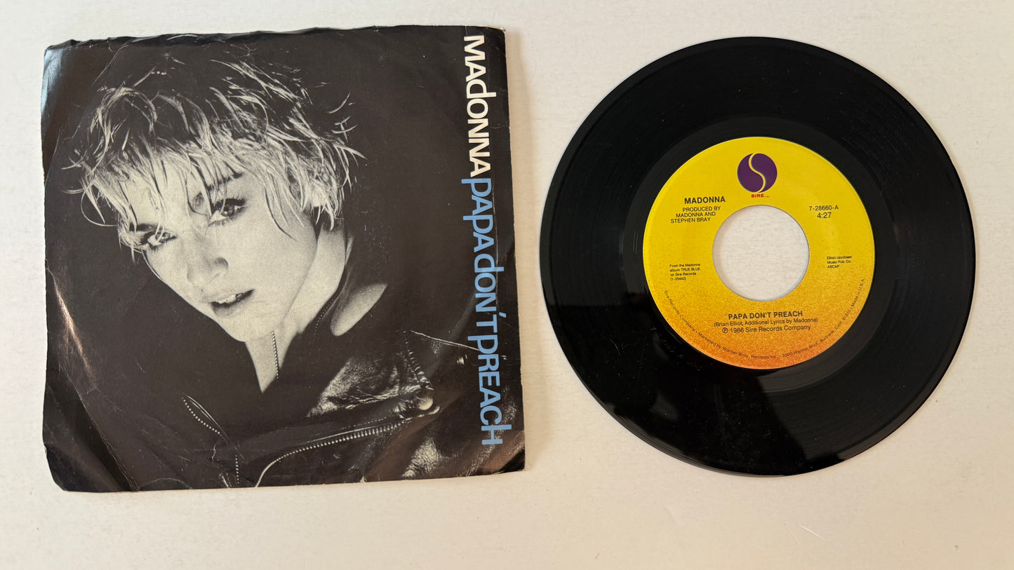 Madonna Papa Don't Preach  Used 45 RPM 7" Vinyl VG+\VG