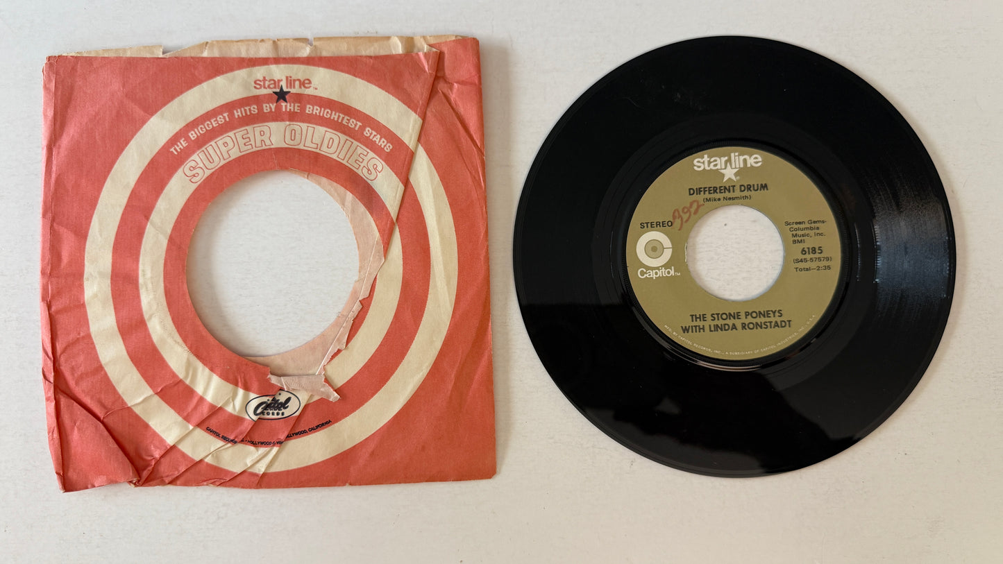 The Stone Poneys Different Drum / Long Long Time  Used 45 RPM 7" Vinyl VG+\G+