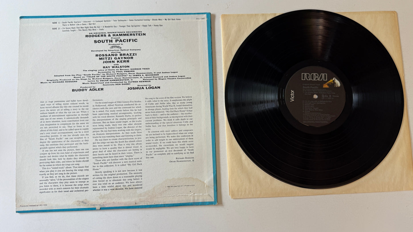 Rodgers & Hammerstein RCA Victor Presents Rodgers & Hammerstein's South Pacific (An Original Soundtrack Recording) Used Vinyl LP VG+\VG+