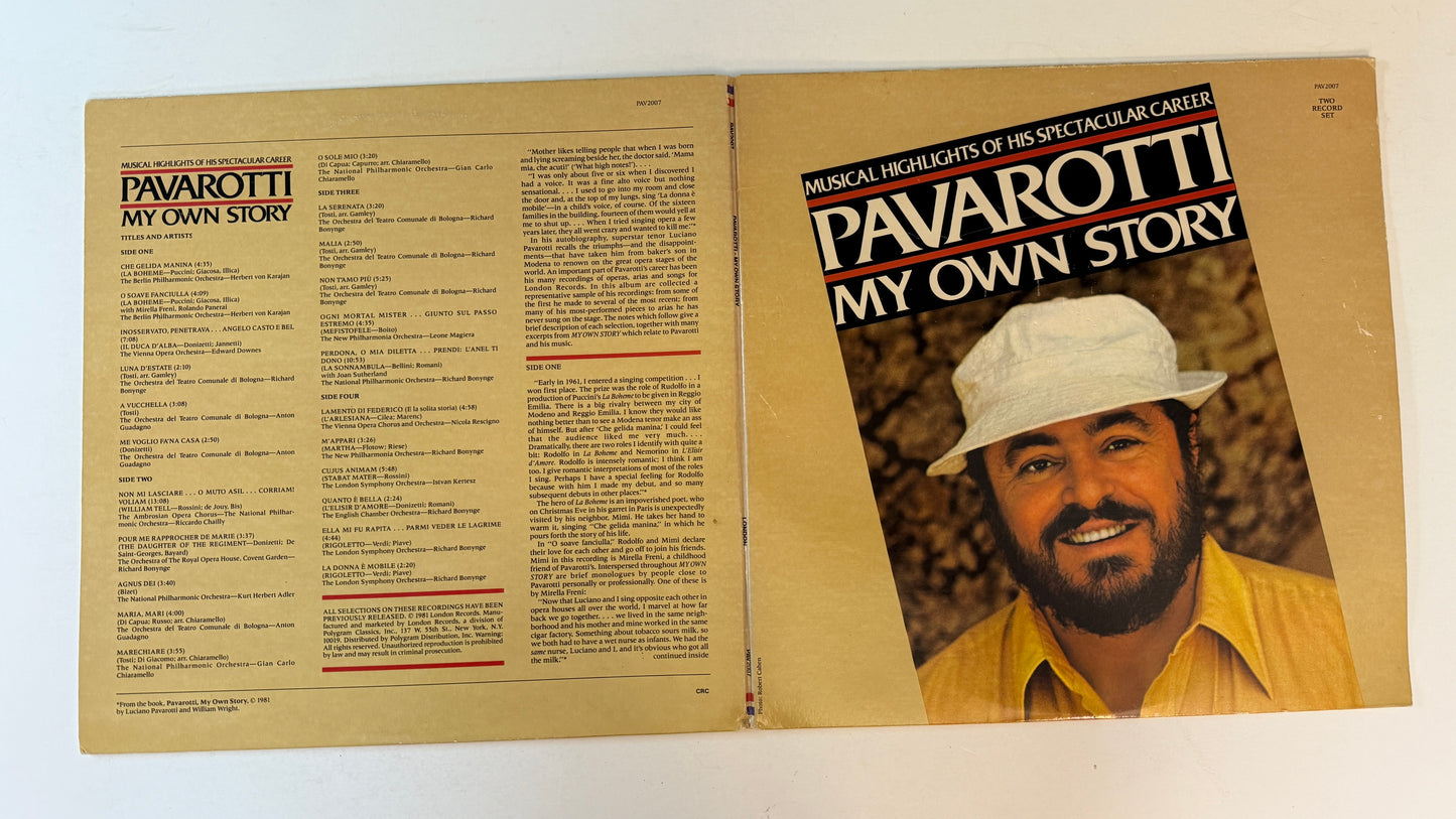 Luciano Pavarotti Pavarotti My Own Story-Musical Highlights Of His Spectacular Career Used Vinyl 2LP VG+\VG+