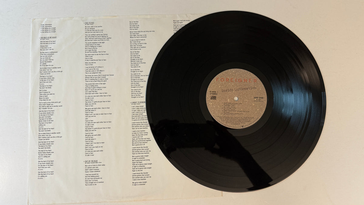 Foreigner Inside Information Used Vinyl LP VG+\VG+
