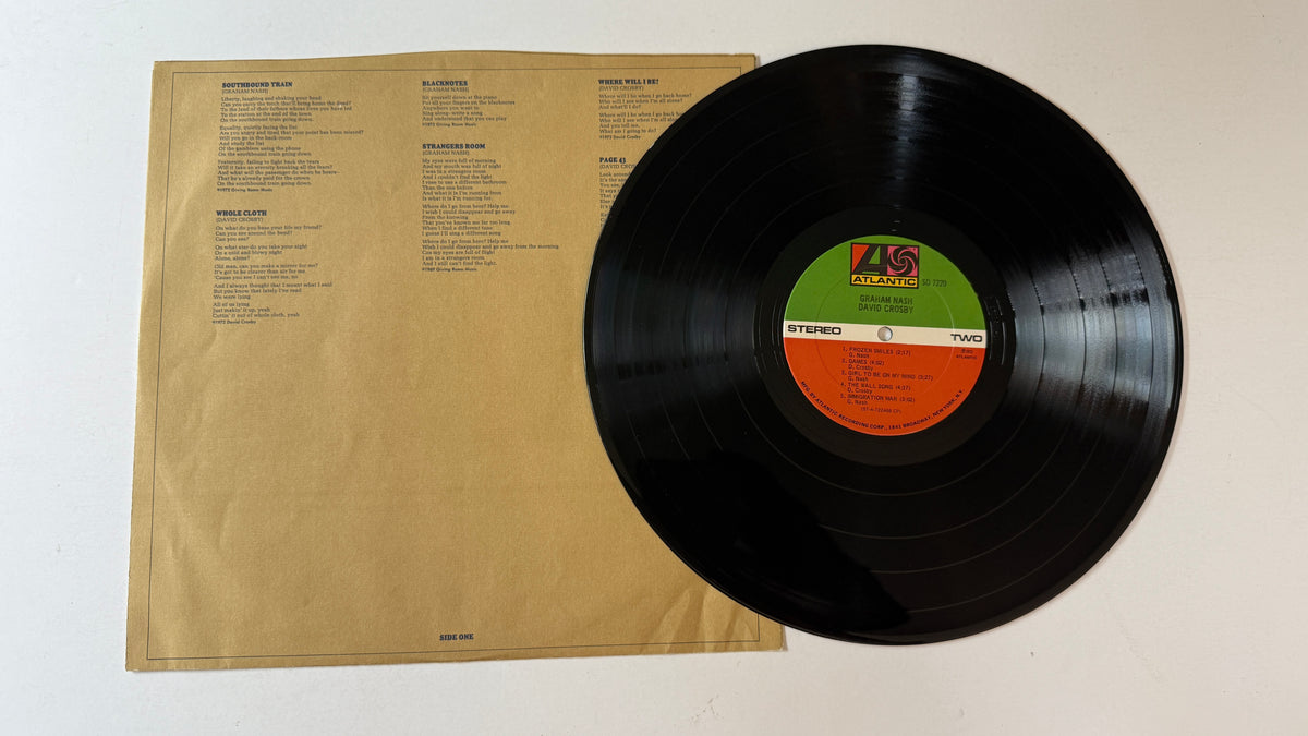 Crosby & Nash Graham Nash / David Crosby Used Vinyl LP VG+\VG
