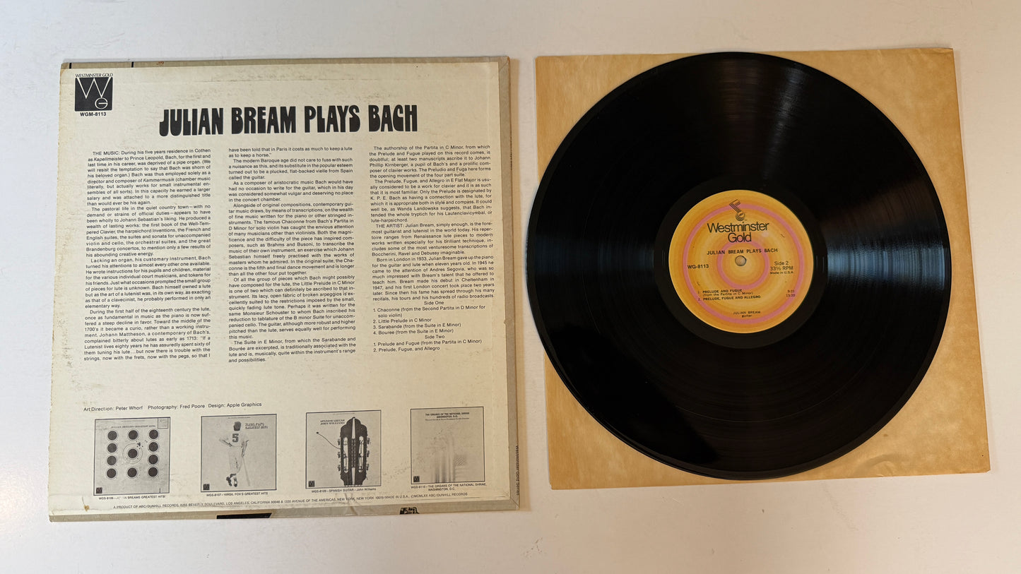 Julian Bream Plays Bach Used Vinyl LP VG+\VG+