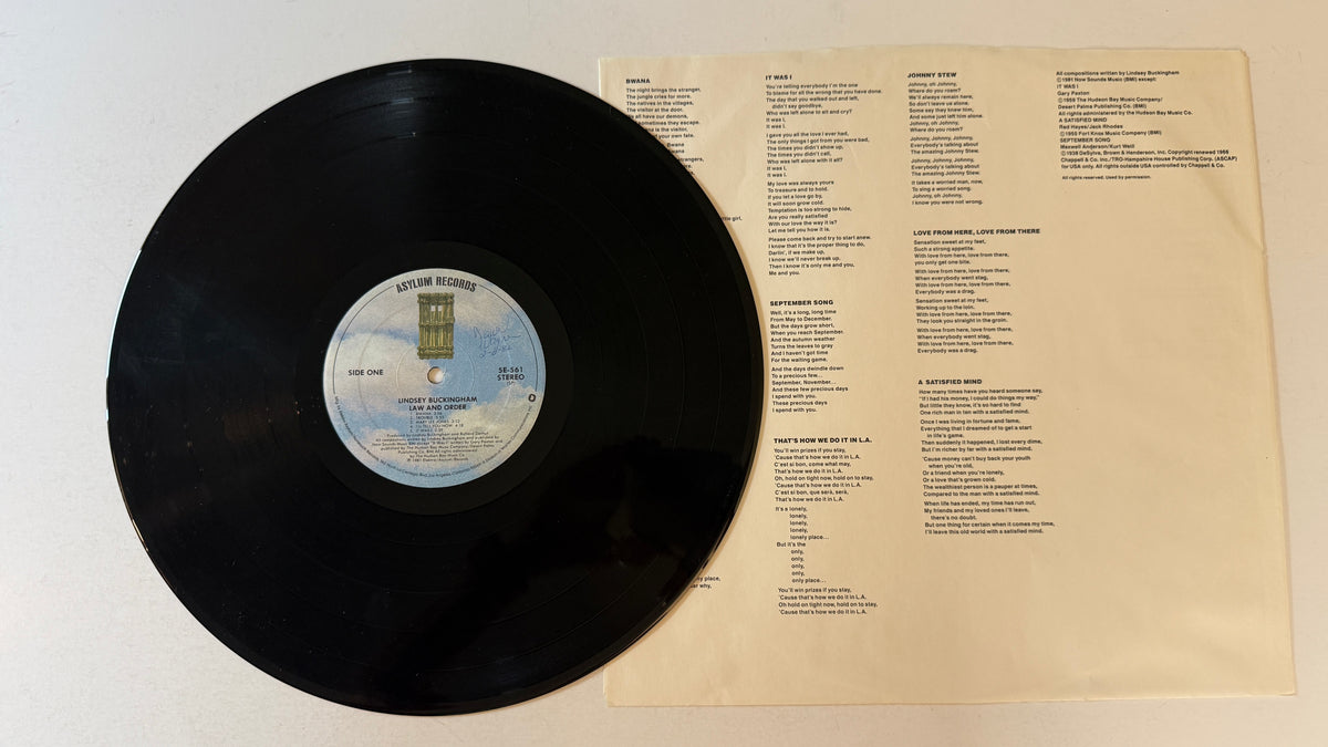 Lindsey Buckingham Law And Order Used Vinyl LP VG+\VG