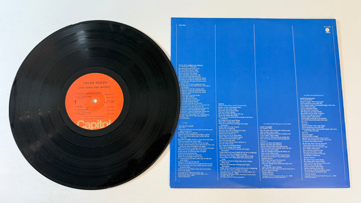 Helen Reddy Love Song For Jeffrey Used Vinyl LP VG+\VG
