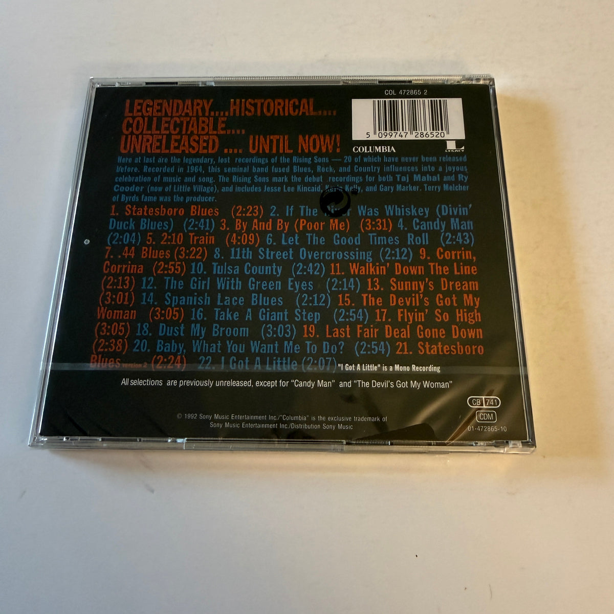 Rising Sons Rising Sons Featuring Taj Mahal And Ry Cooder New Sealed CD VG\VG