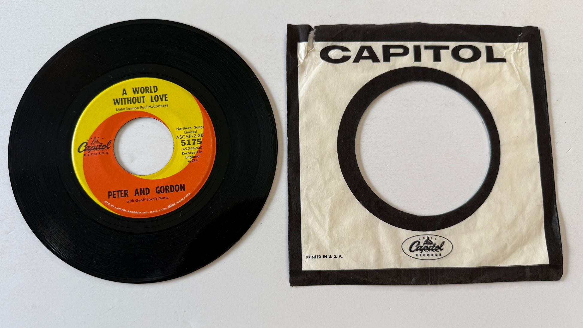 Peter & Gordon A World Without Love / If I Were You Used 45 RPM 7" Vinyl VG+\VG