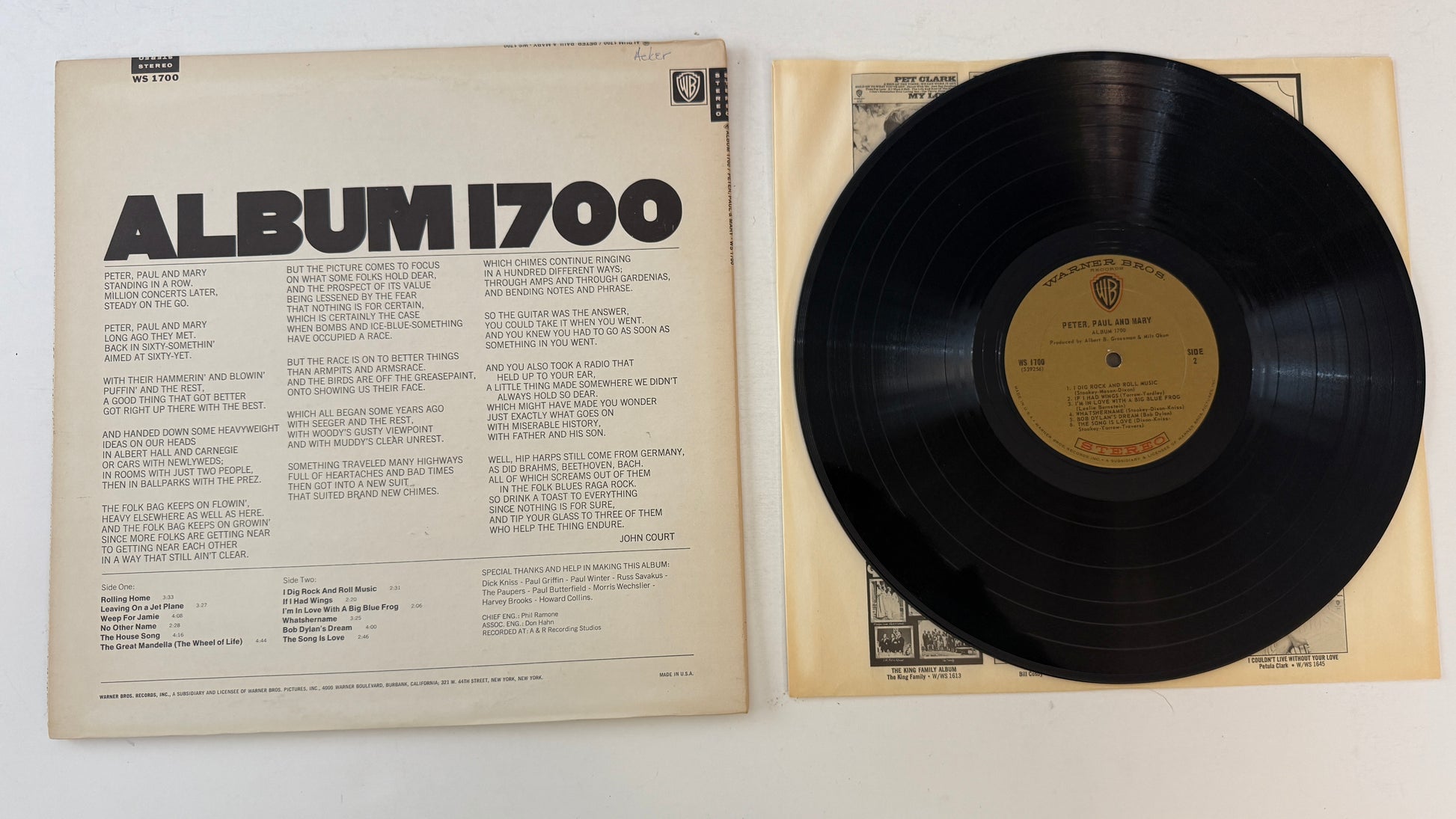 Peter, Paul & Mary Album 1700 Used Vinyl LP VG+\VG