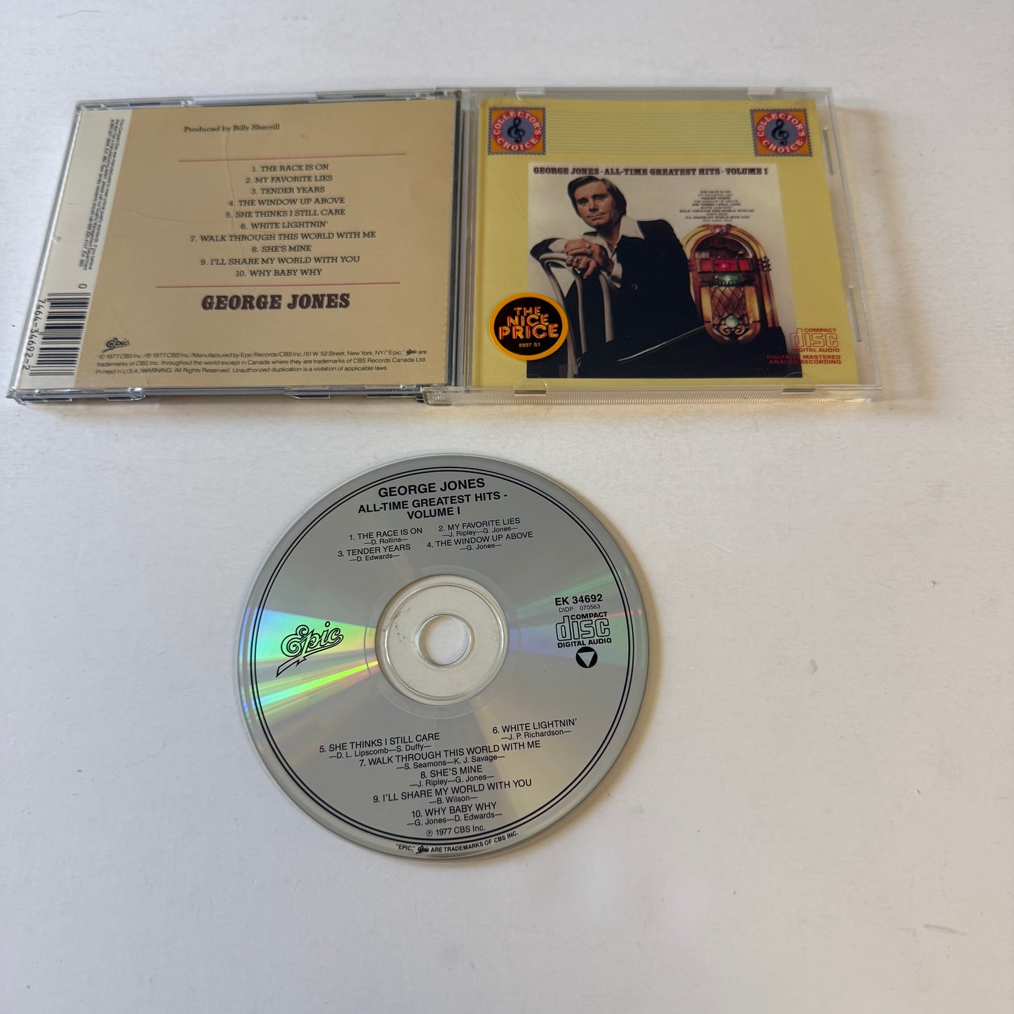 George Jones All-Time Greatest Hits - Volume I Used CD VG+\VG