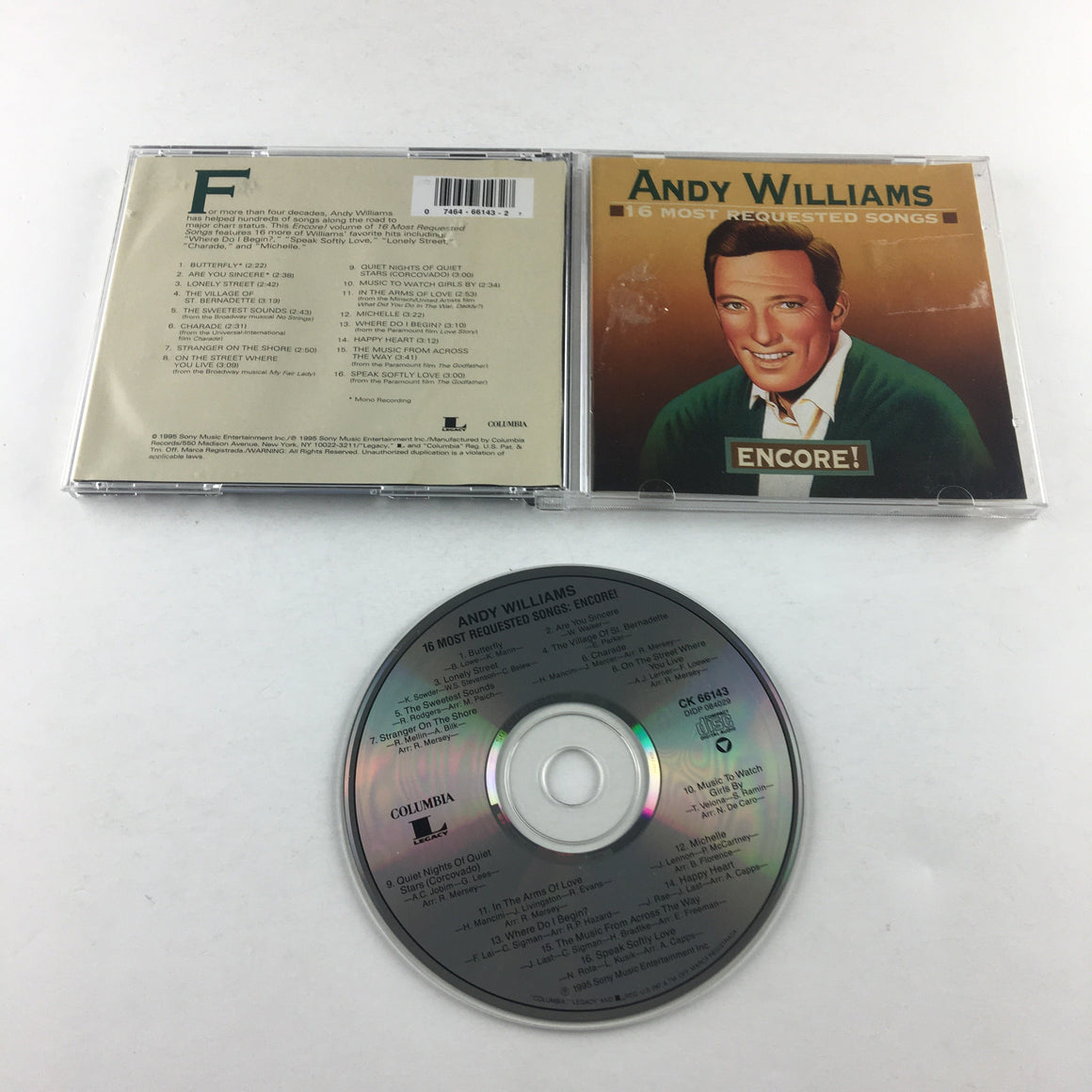 Andy Williams 16 Most Requested Songs: Encore! Used CD VG+\VG