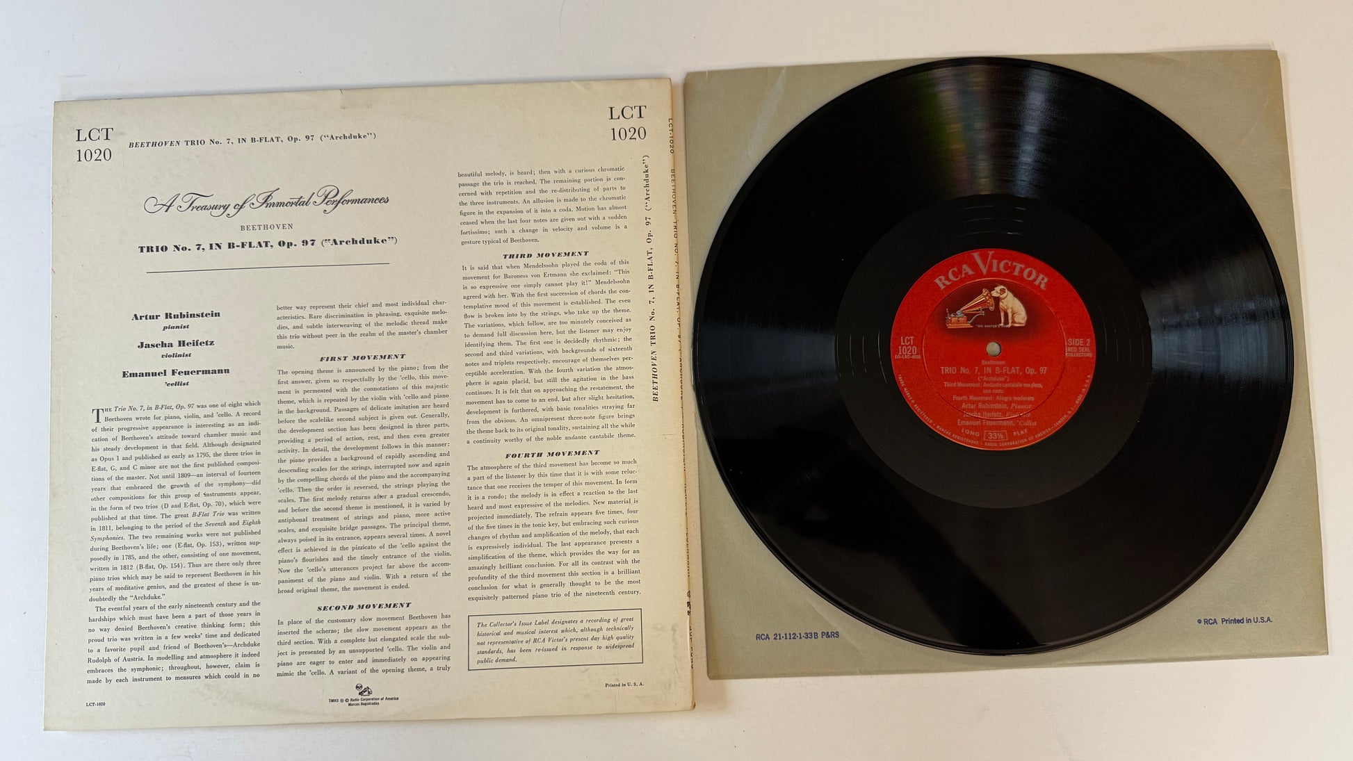 Ludwig van Beethoven "Archduke" Trio No. 7, In B-Flat, Op. 97 Used Vinyl LP VG+\VG