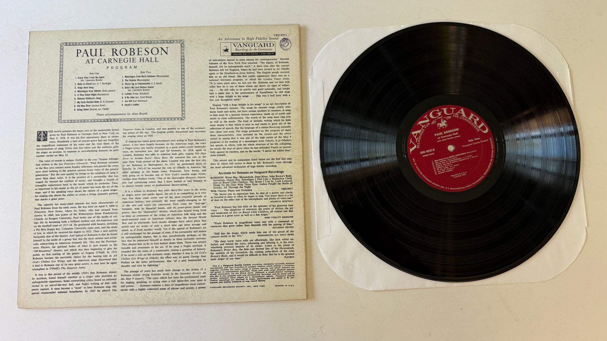 Paul Robeson At Carnegie Hall Used Vinyl LP VG+\VG