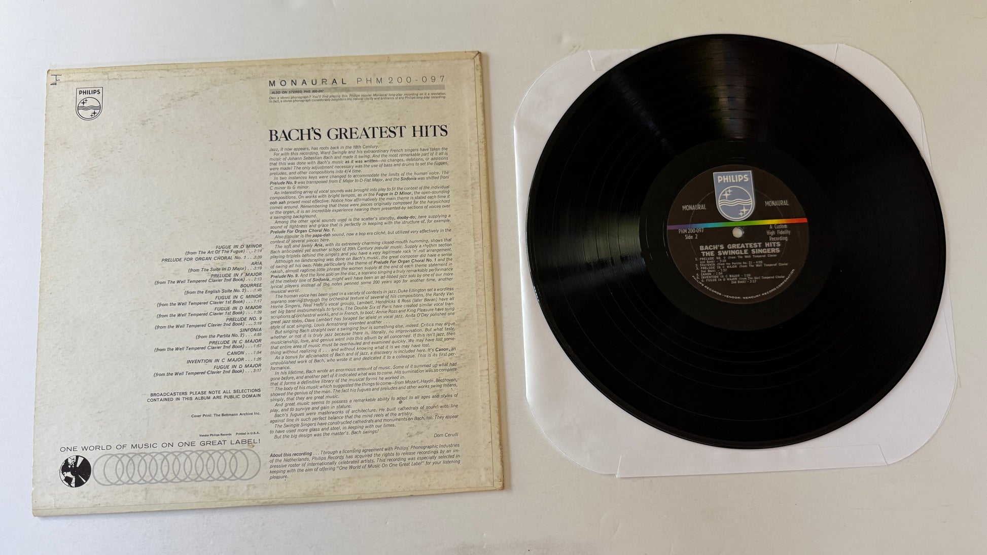 Les Swingle Singers Bach's Greatest Hits Used Vinyl LP VG+\VG+