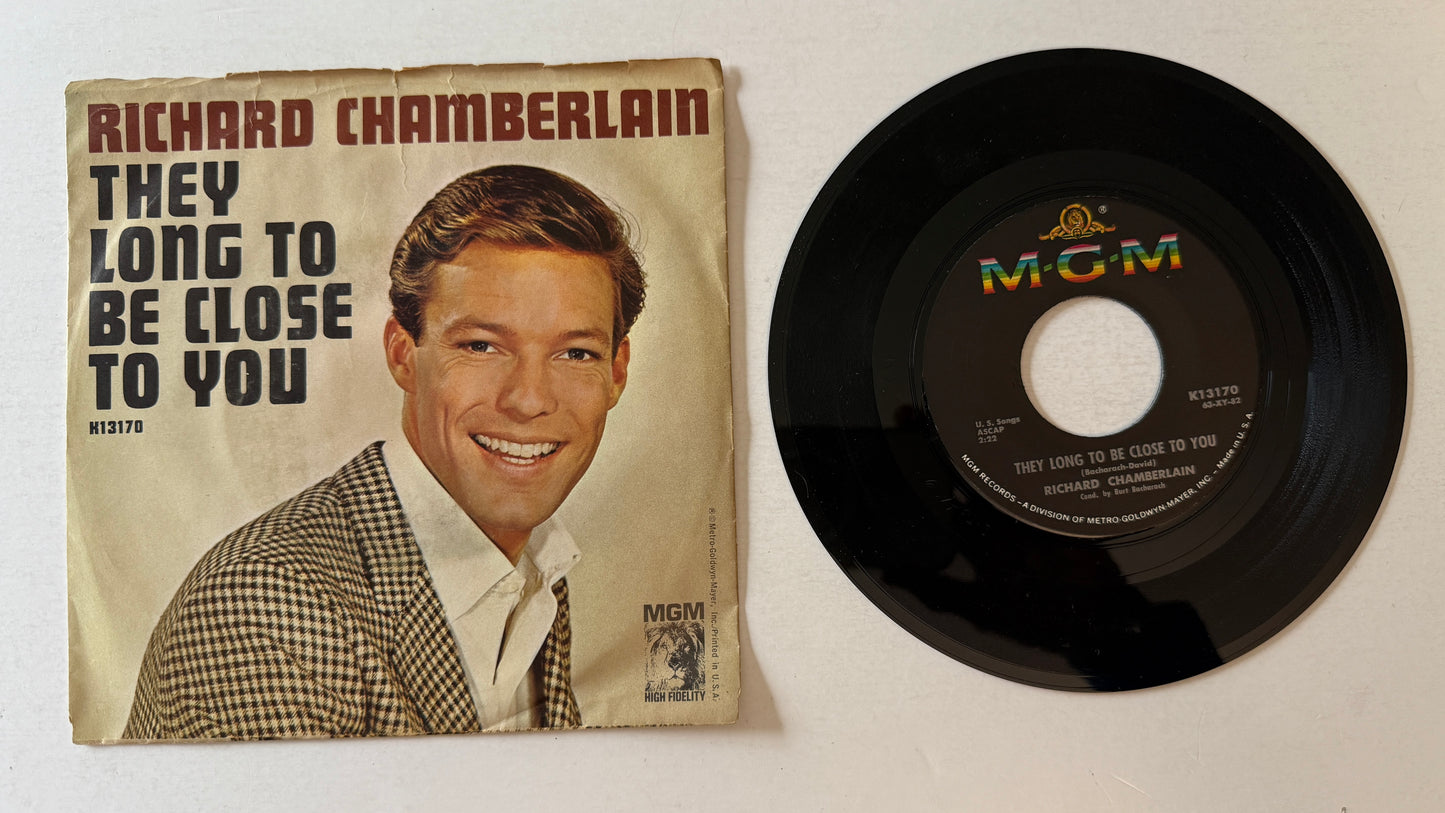 Richard Chamberlain Blue Guitar / They Long To Be Close To You Used 45 RPM 7" Vinyl VG+\