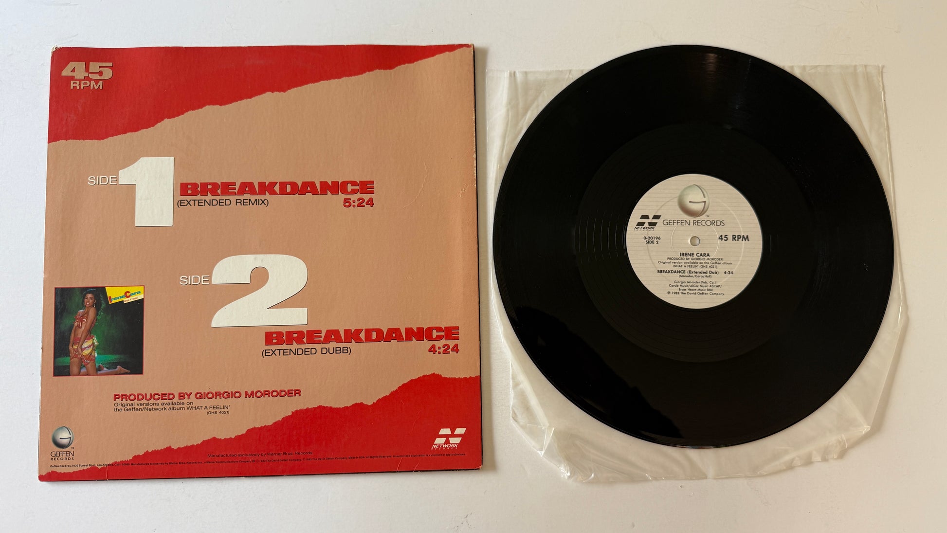 Irene Cara Breakdance Used Vinyl 45 RPM 12" Single VG+\VG
