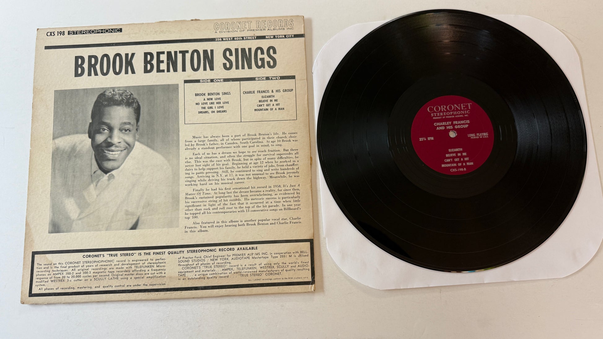 Brook Benton Brook Benton Sings (also Charlie Francis) Used Vinyl LP VG\G+