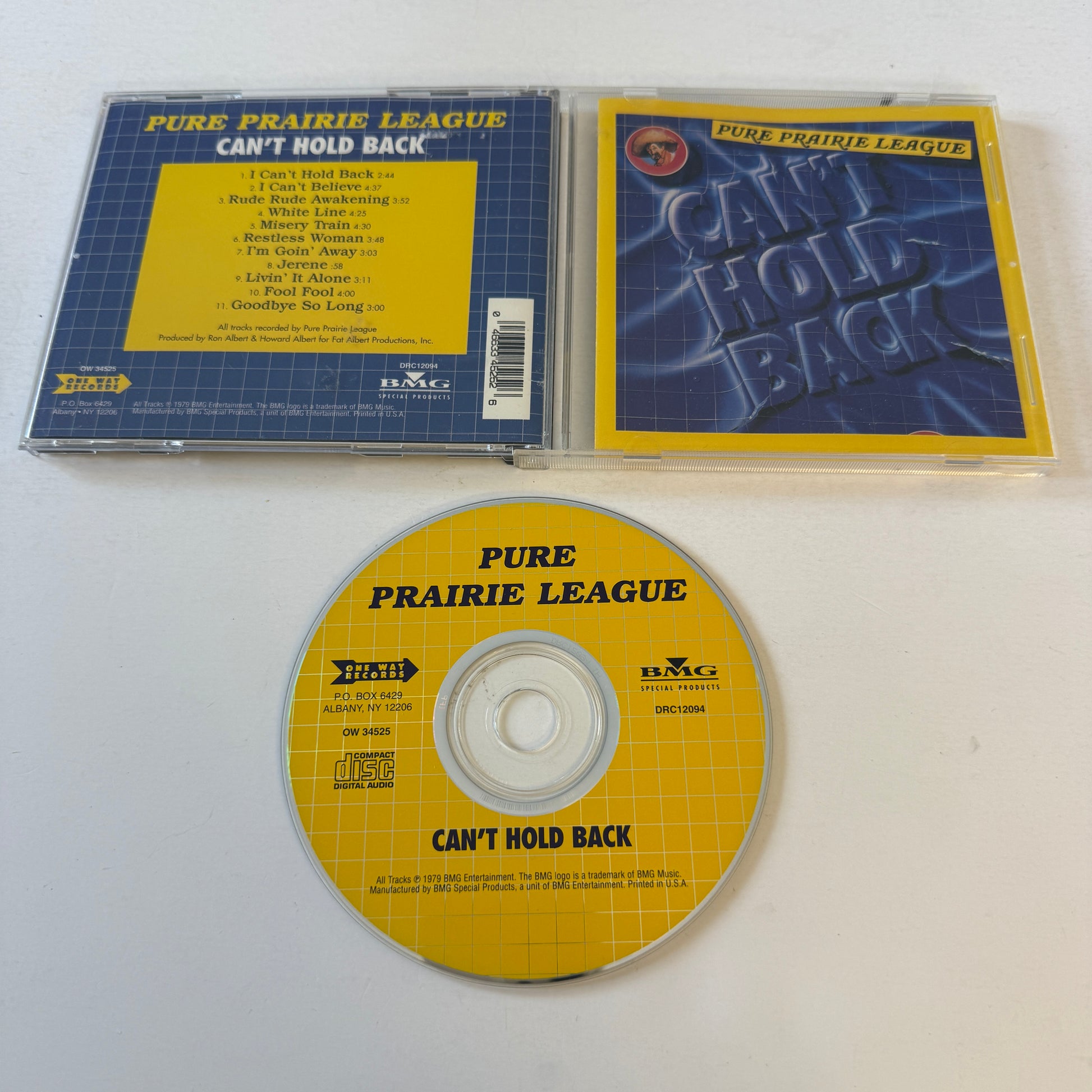 Pure Prairie League Can't Hold Back Used CD VG+\VG+