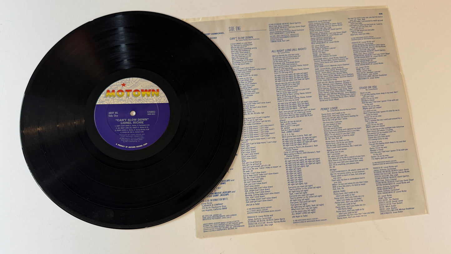 Lionel Richie Can't Slow Down Used Vinyl LP VG+\VG