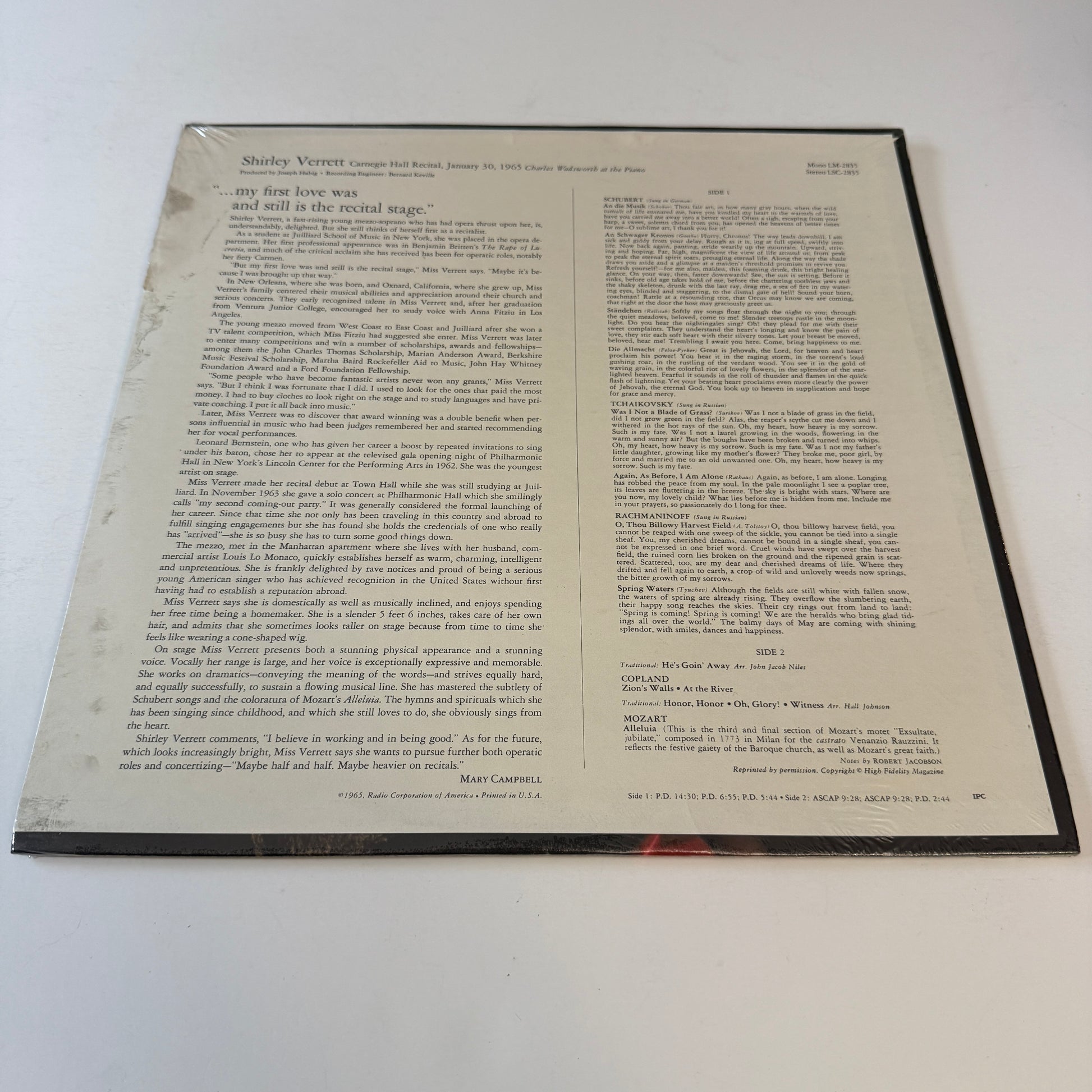 Shirley Verrett Carnegie Hall Recital Used Vinyl LP M\NM
