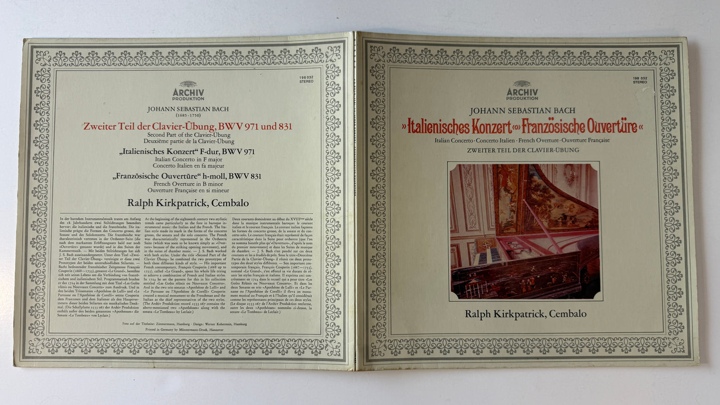 Johann Sebastian Bach Clavier-Uebung Zweyter Theil Concerto Nach Italianischen Gusto / Ouverture Nach Französischer Art (BWV 971 Und 831) Used Vinyl LP VG+\VG+