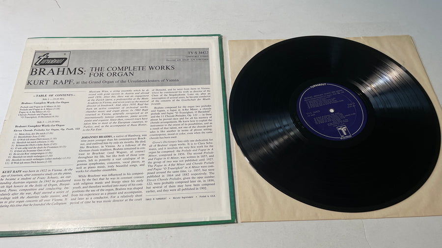 Johannes Brahms Complete Works For Organ Used Vinyl LP VG+\VG+