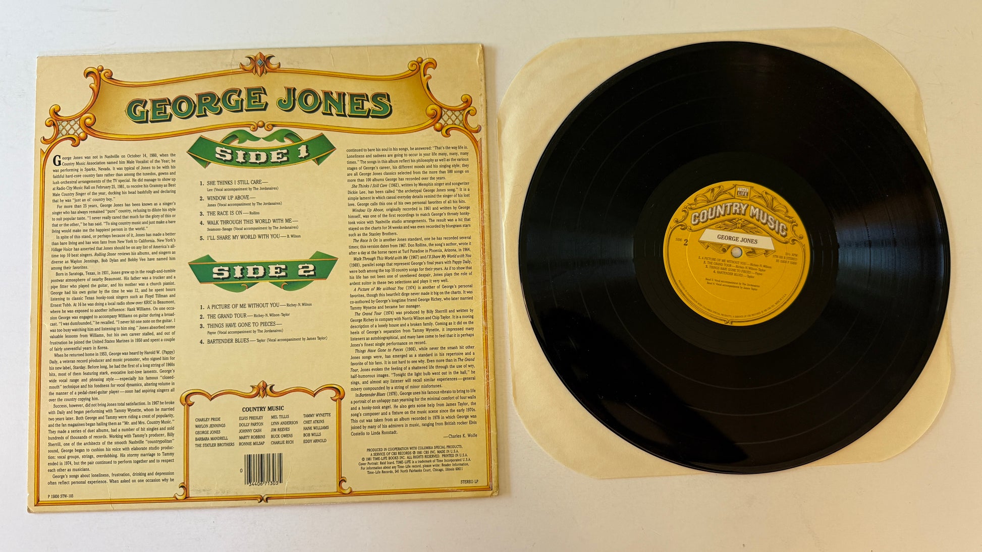 George Jones Country Music Used Vinyl LP VG+\VG+
