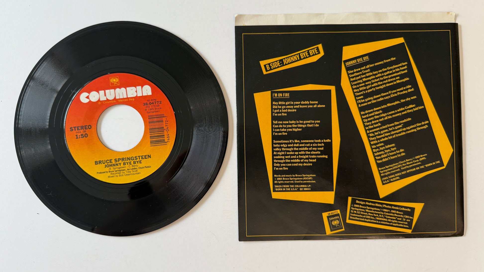 Bruce Springsteen Cover Me Used 45 RPM 7" Vinyl VG+\