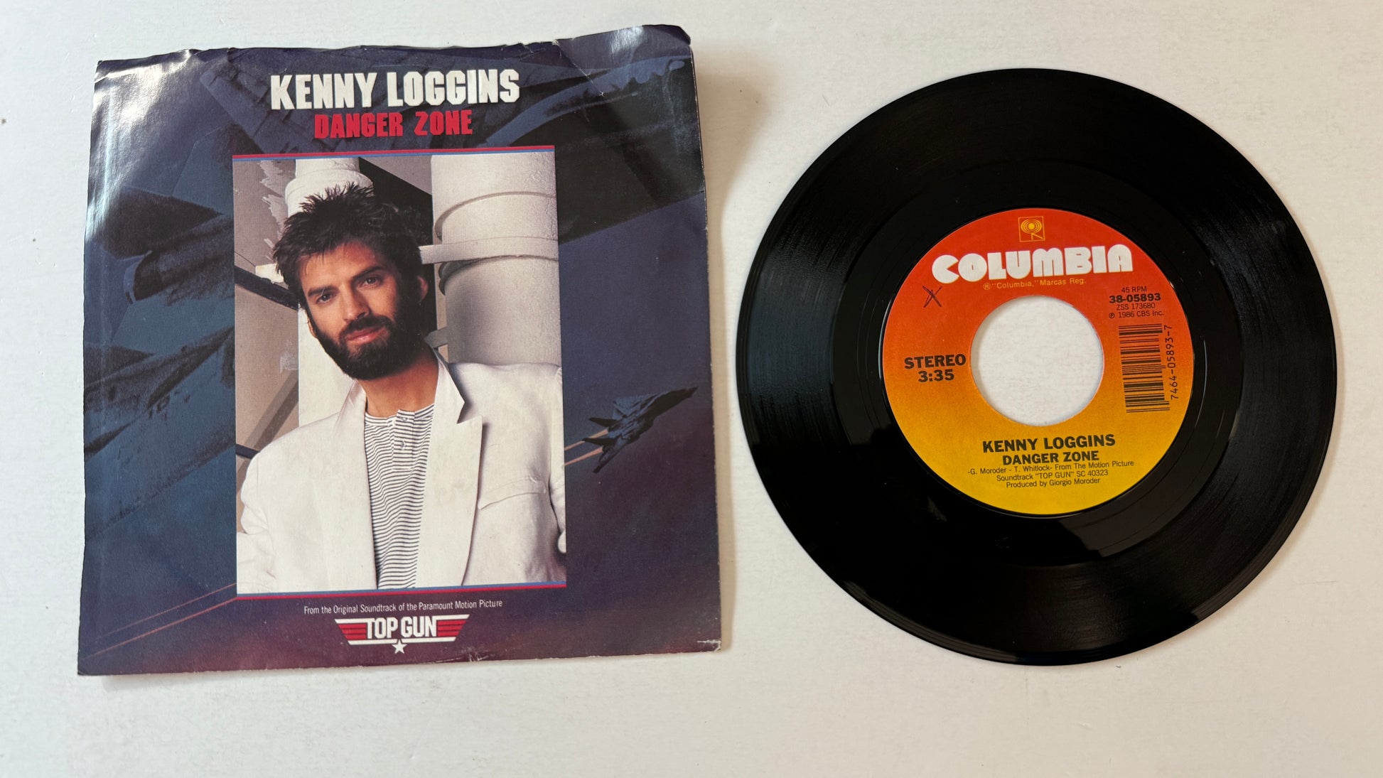 Kenny Loggins Danger Zone Used 45 RPM 7" Vinyl VG+\
