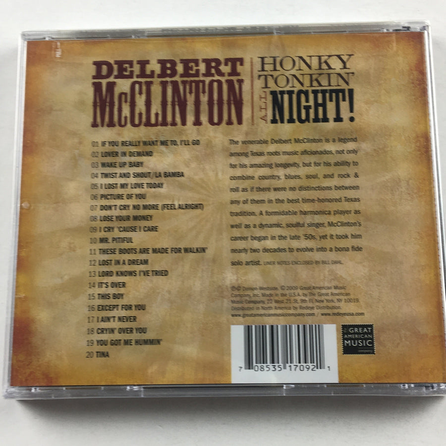 Delbert McClinton ‎ Honky Tonkin' All Night New Sealed CD M\M