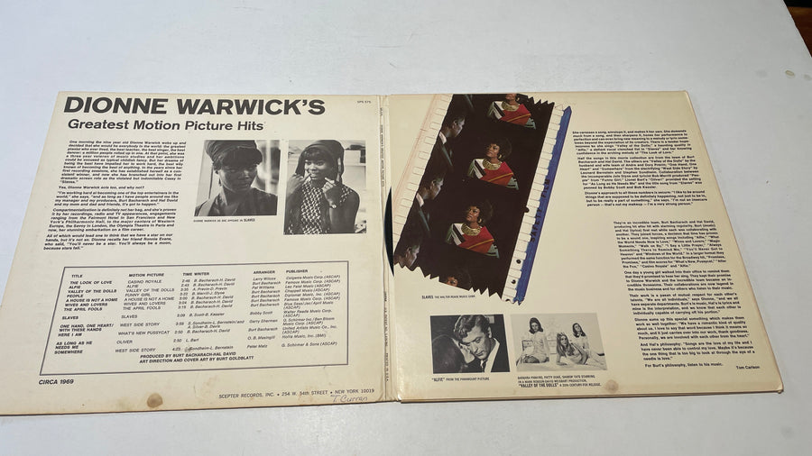Dionne Warwick Dionne Warwick's Greatest Motion Picture Hits Used Vinyl LP VG+\VG