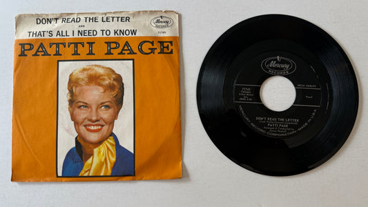 Patti Page Don't Read The Letter / That's All I Need To Know Used 45 RPM 7" Vinyl VG+\