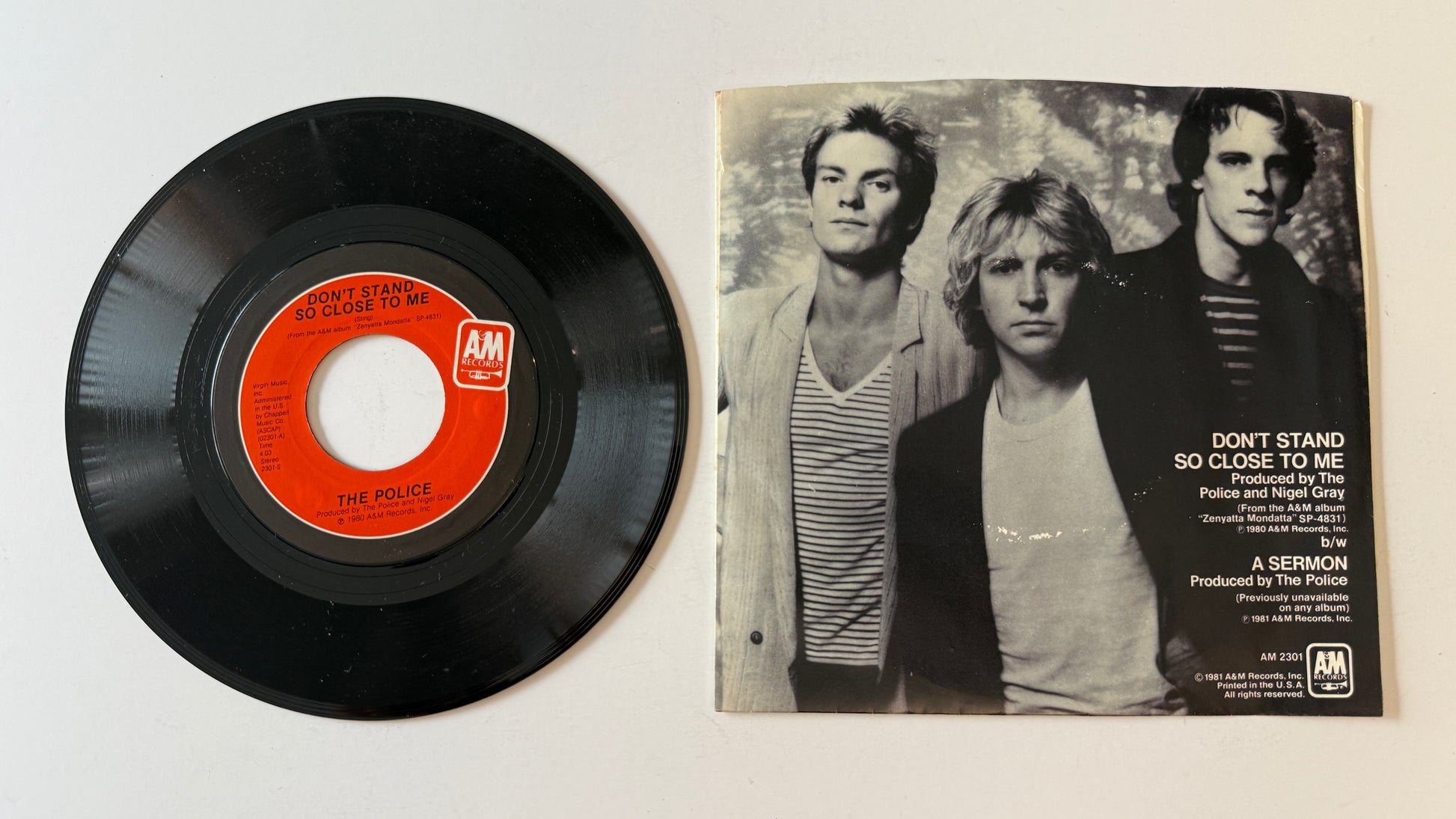 The Police Don't Stand So Close To Me Used 45 RPM 7" Vinyl VG+\