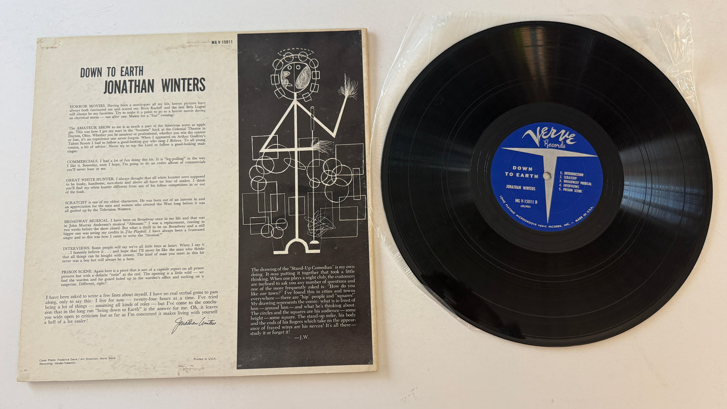 Jonathan Winters Down To Earth Used Vinyl LP VG+\VG