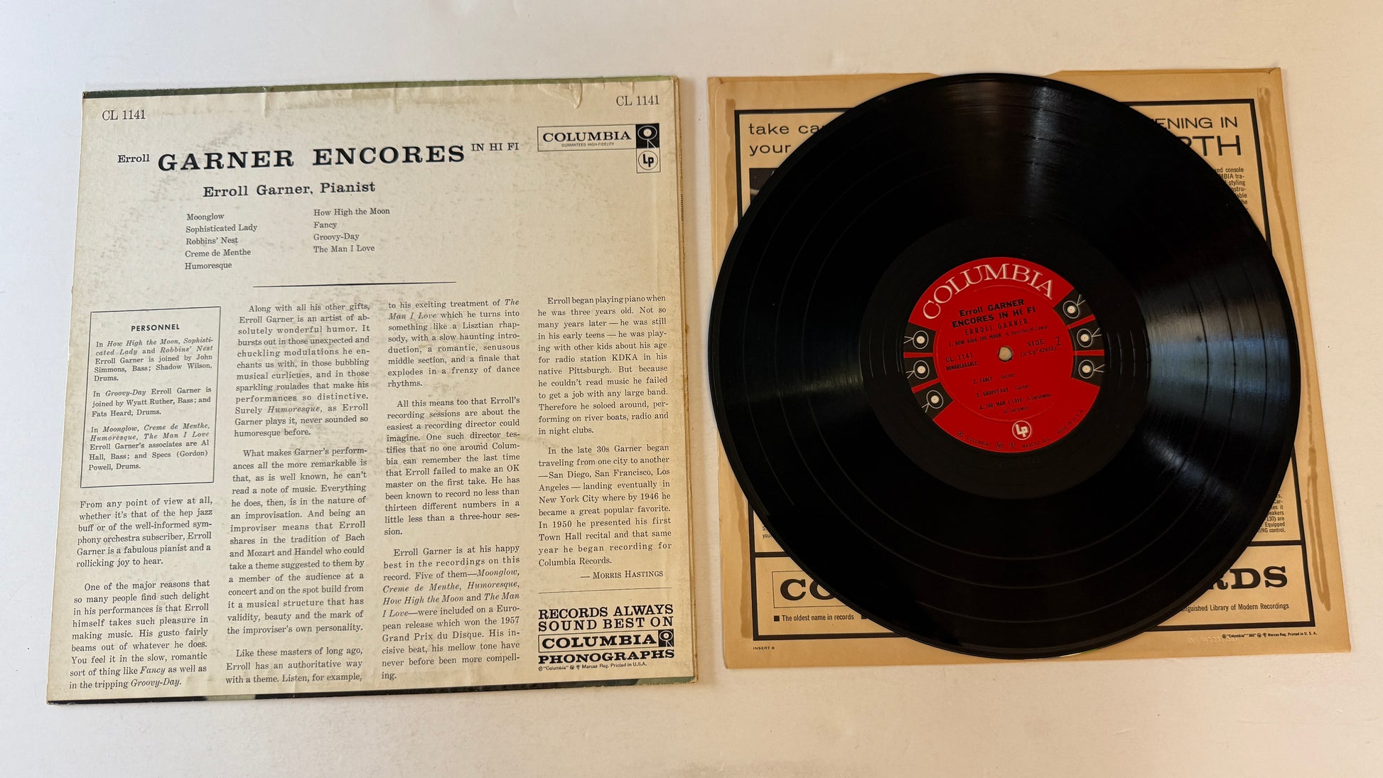 Erroll Garner Encores In Hi Fi Used Vinyl LP VG\G+