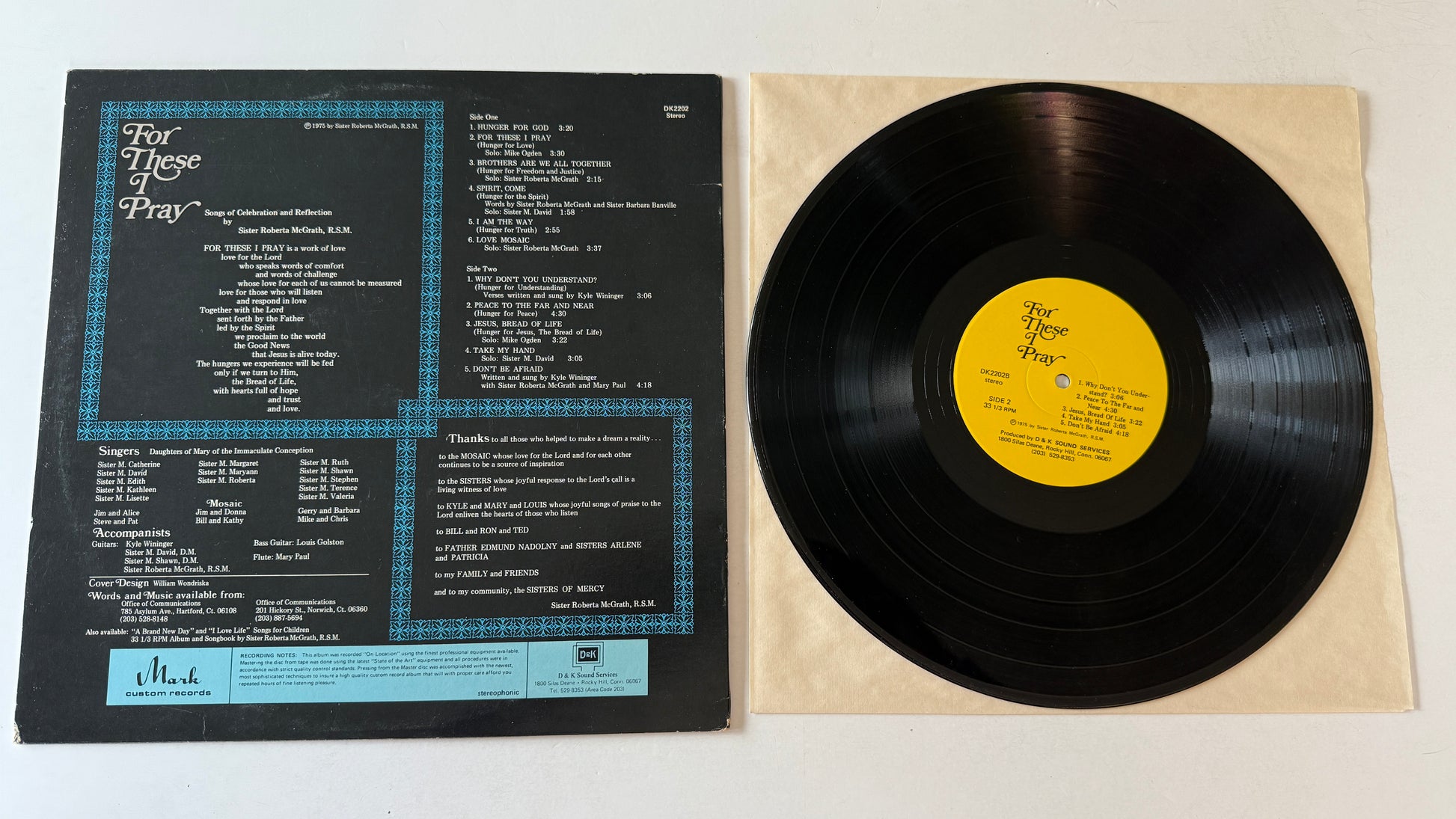 Sister Roberta McGrath, R.S.M. For These I Pray Used Vinyl LP VG\G+