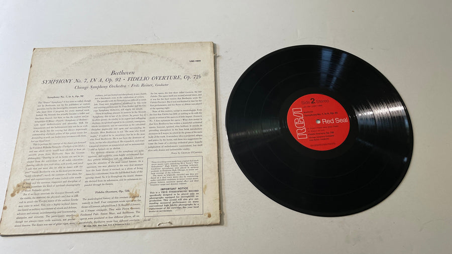 Fritz Reiner Symphony No. 7 / Fidelio Overture Used Vinyl LP VG+\G+