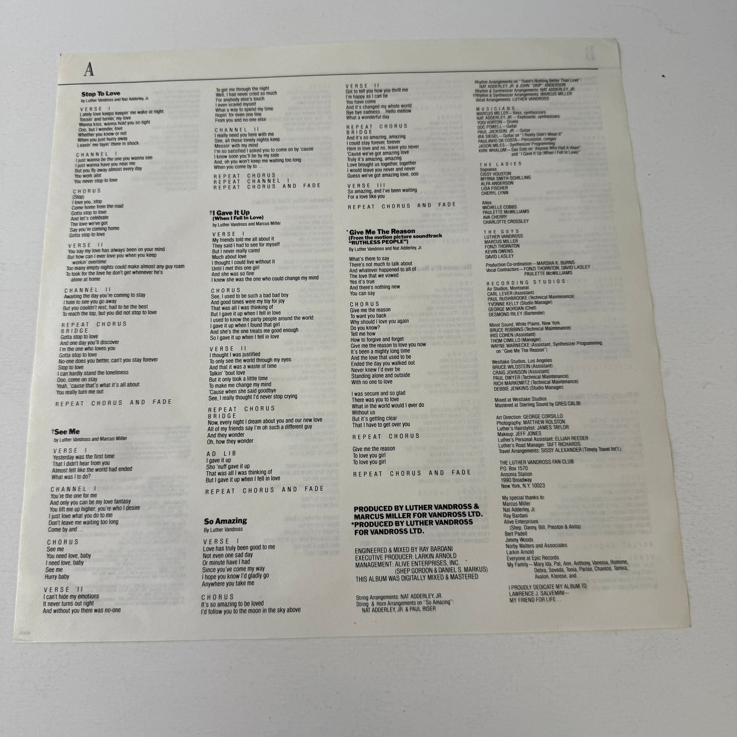 Luther Vandross Give Me The Reason Used Vinyl LP VG\VG