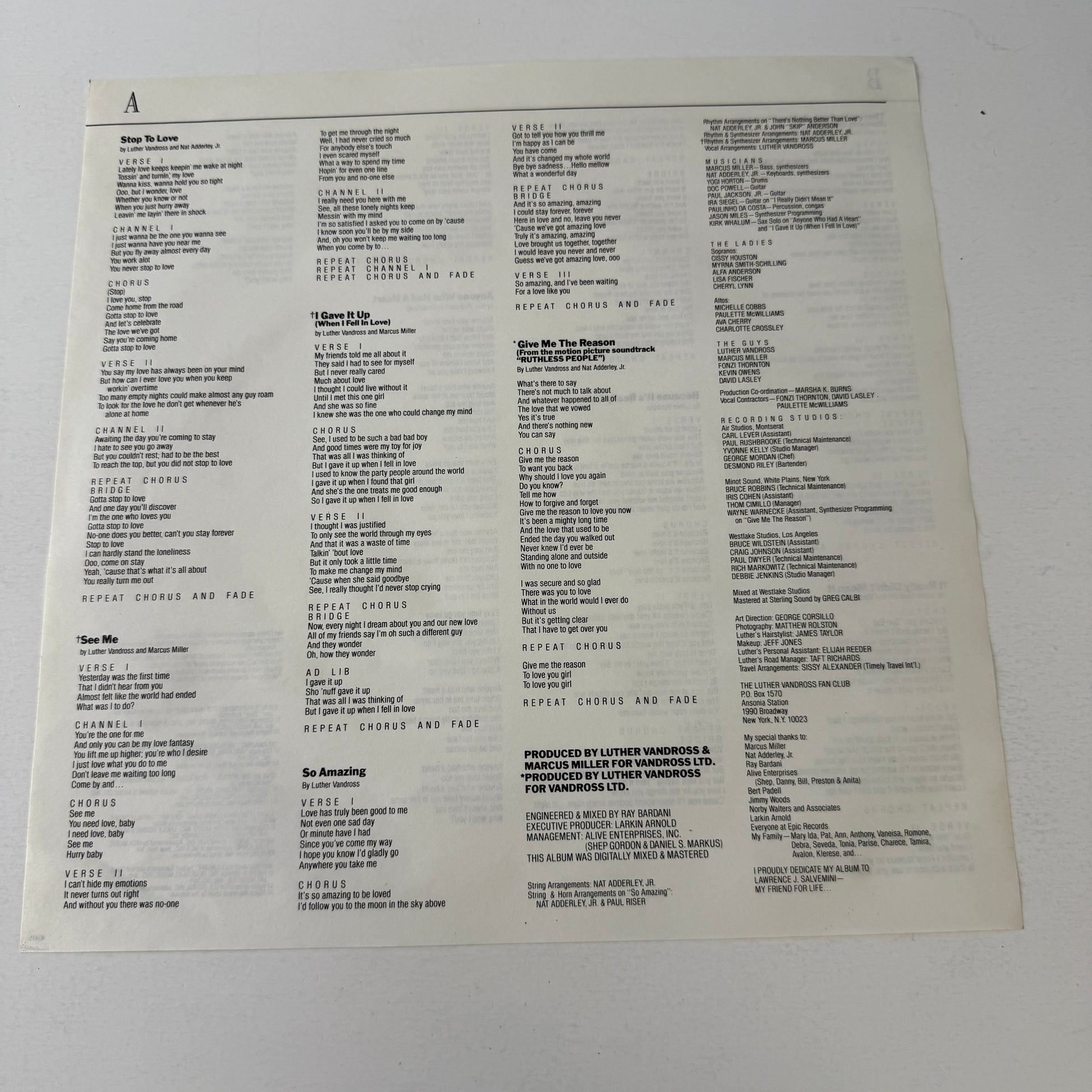 Luther Vandross Give Me The Reason Used Vinyl LP VG\VG