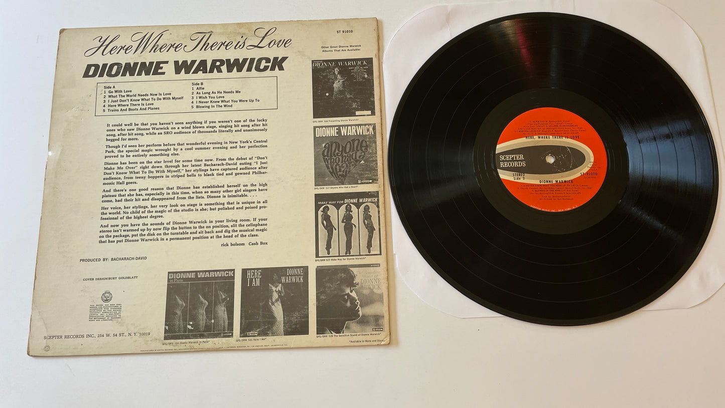 Dionne Warwick Here Where There Is Love Used Vinyl LP VG+\VG