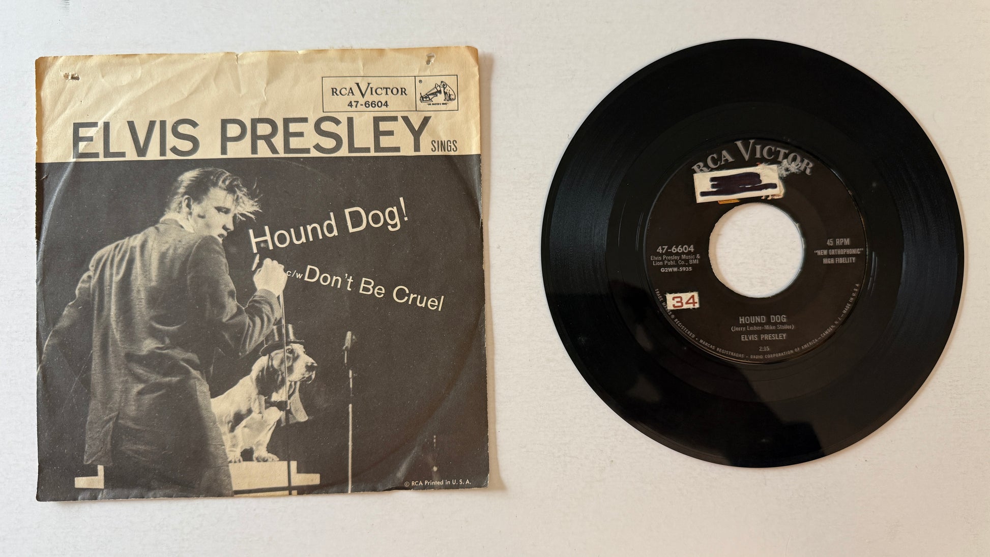 Elvis Presley Hound Dog / Don't Be Cruel Used 45 RPM 7" Vinyl VG\