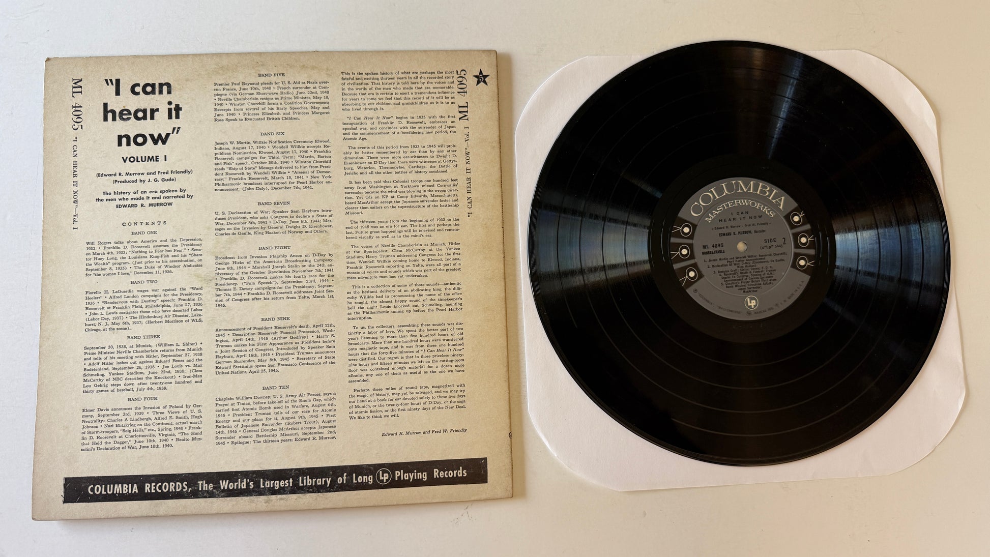 Edward R. Murrow "I Can Hear It Now..." Used Vinyl LP VG+\G+