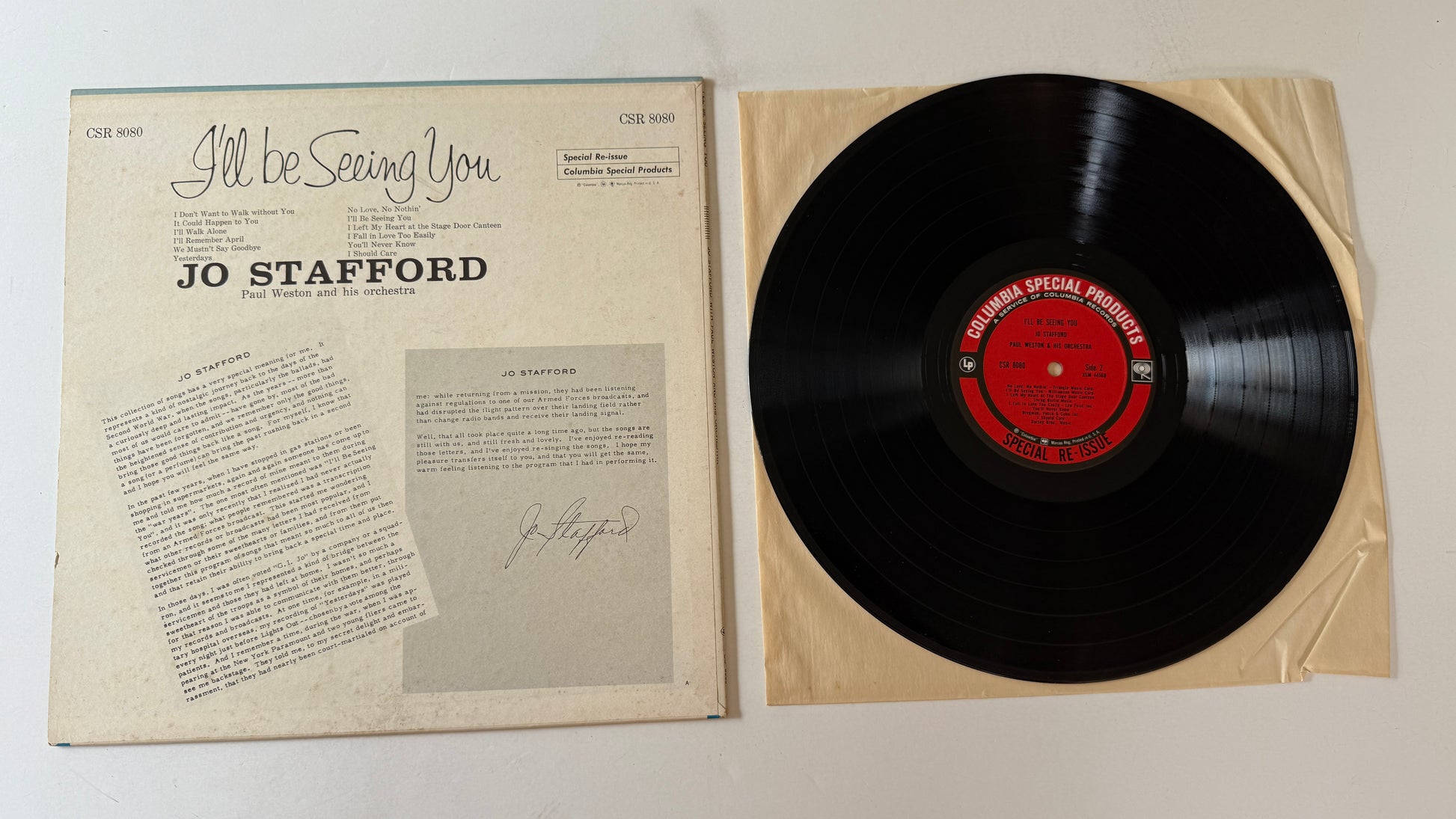 Jo Stafford I'll Be Seeing You Used Vinyl LP VG+\VG+