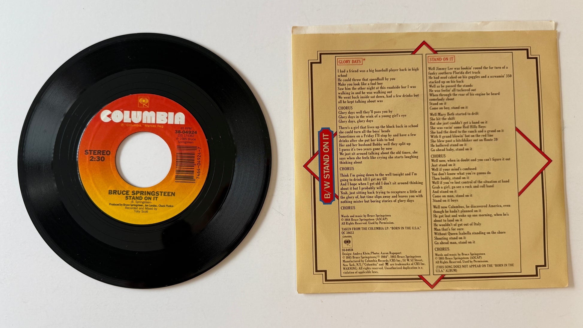 Bruce Springsteen I'm Goin' Down Used 45 RPM 7" Vinyl VG+\