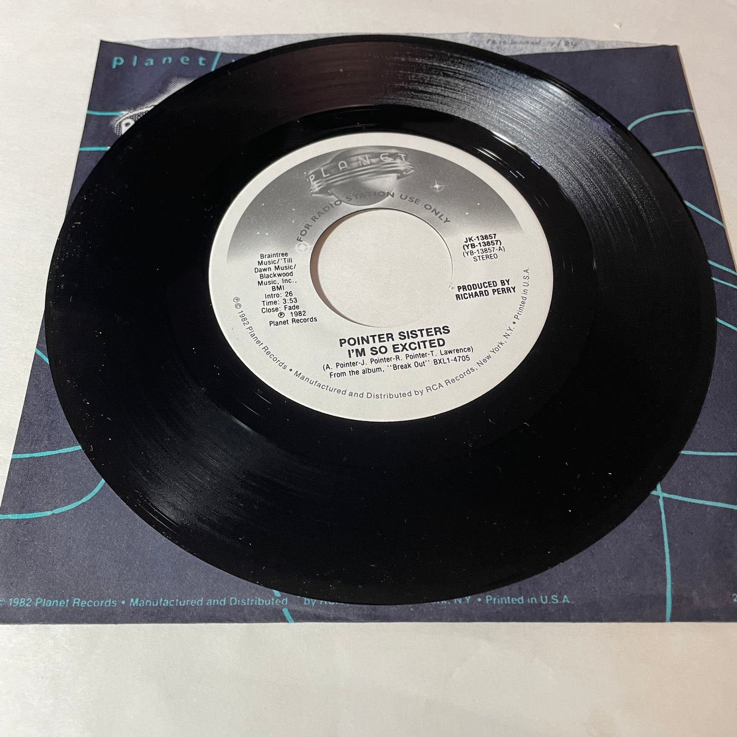 Pointer Sisters I'm So Excited Used 45 RPM 7" Vinyl VG+\VG+