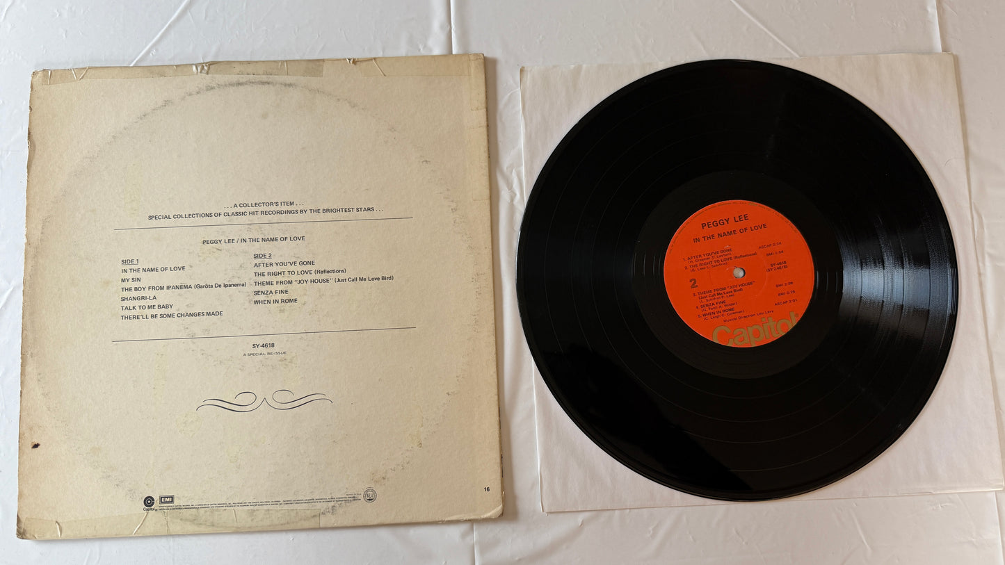 Peggy Lee In The Name Of Love Used Vinyl LP VG\G+