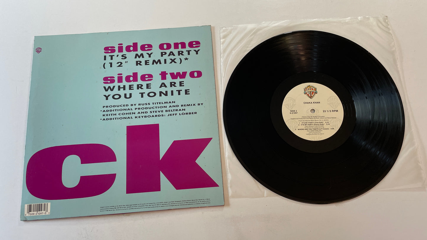 Chaka Khan It's My Party 12" Used Vinyl Single VG+\VG