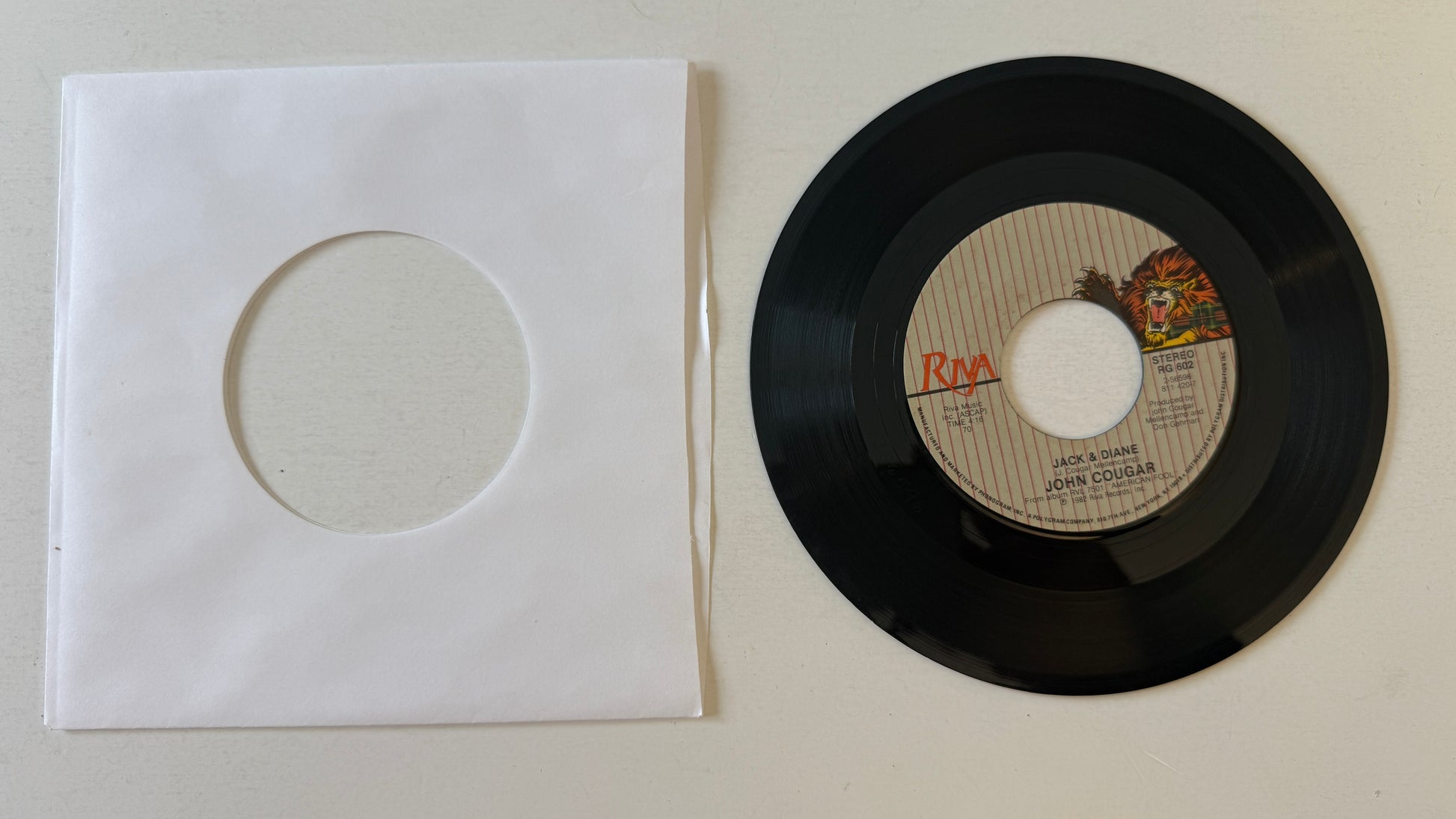 John Cougar Mellencamp Jack & Diane Used 45 RPM 7" Vinyl VG\