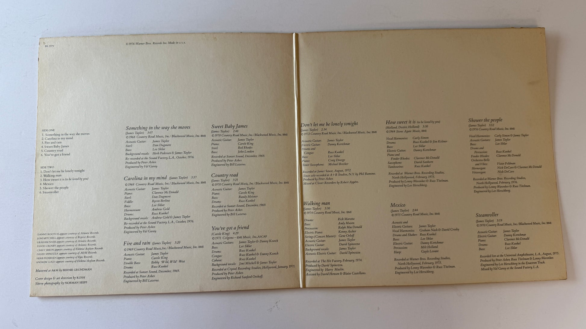 James Taylor James Taylor's Greatest Hits Used Vinyl LP VG\VG