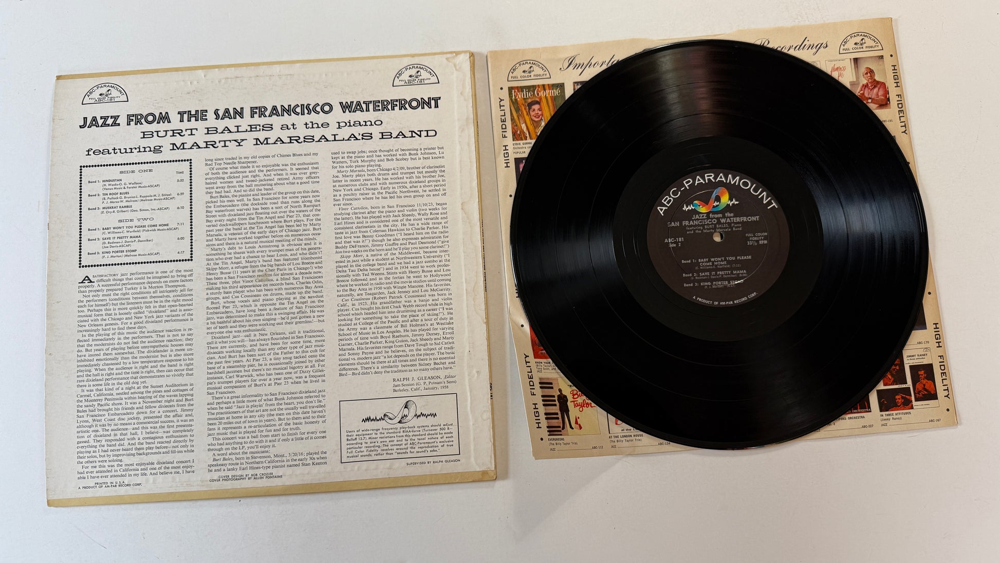 Burt Bales Jazz From The San Francisco Waterfront Used Vinyl LP VG+\VG