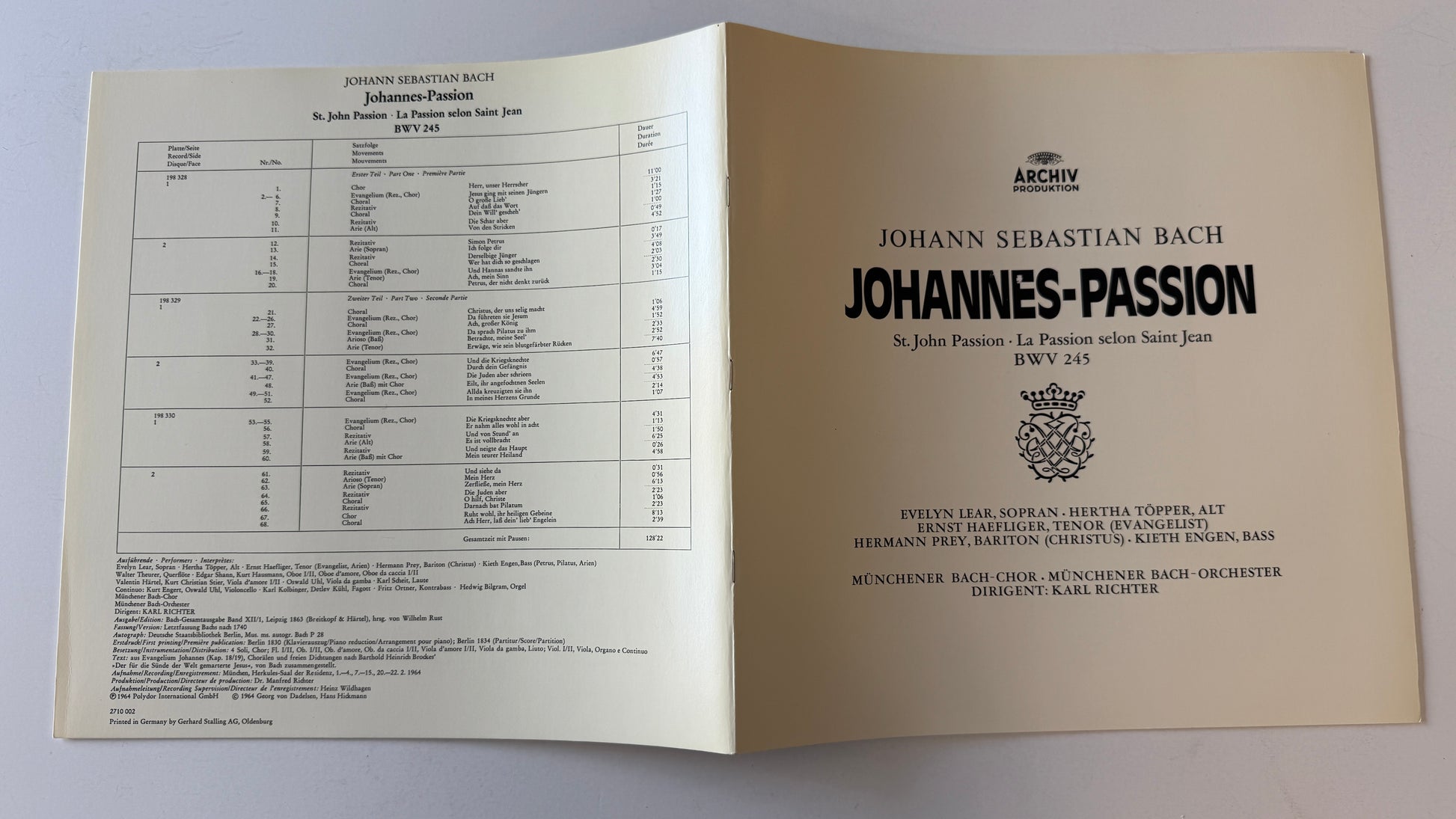 Johann Sebastian Bach Johannes-Passion (St. John Passion) (La Passion Selon Saint Jean) BWV 245 Used Vinyl Box Set VG+\VG